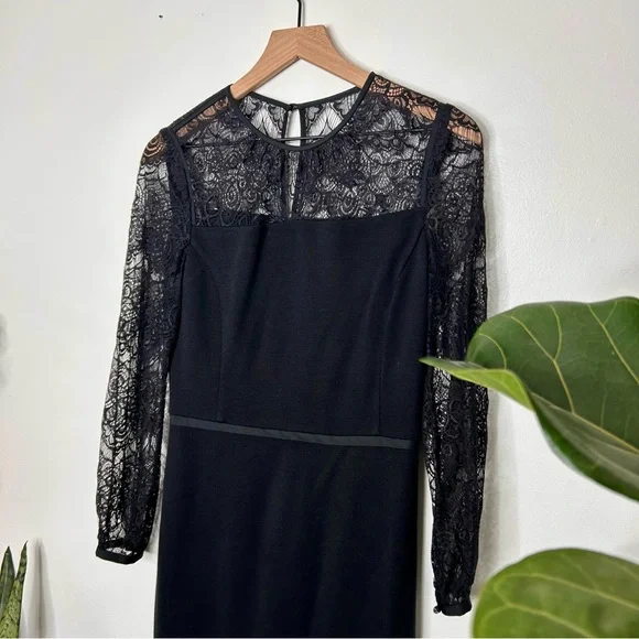 Tory Burch Tiana Black Lace sleeve Dress - Picture 3 of 12